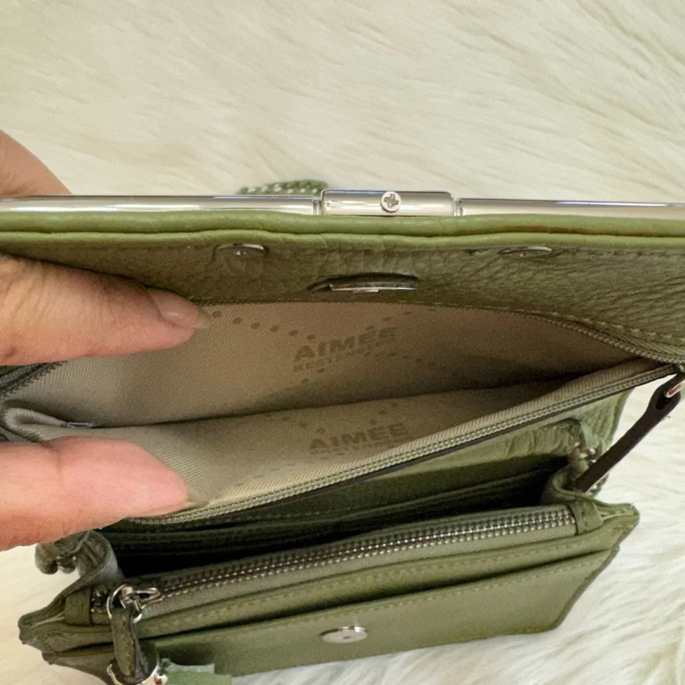 Aimee Kestenberg Alexis Chain Green Leather Small Crossbody Bag